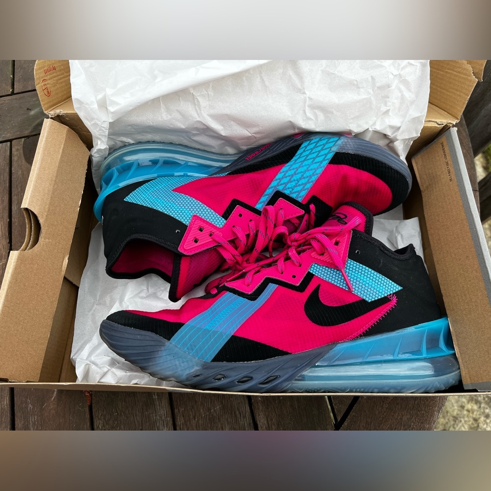 Nike Lebron 18 Low "Neon Nights" Fireberry Black CV7562-600 Men's Size 13